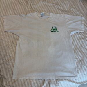 White T-Shirt with Green Graphic
